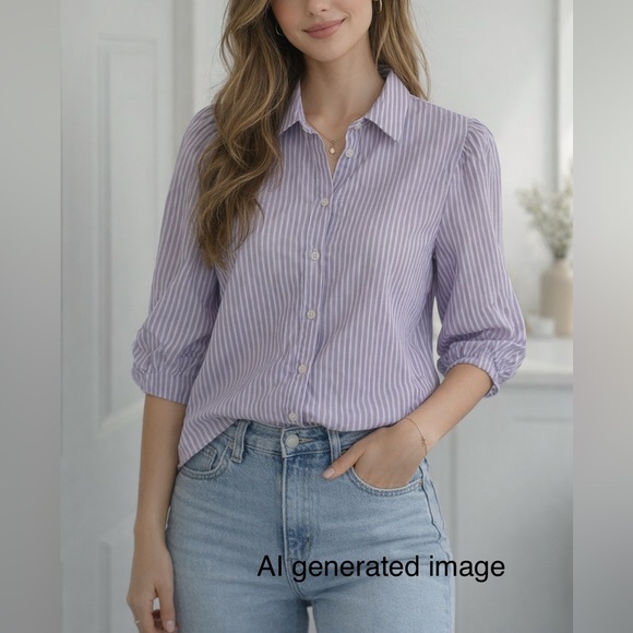 RW&CO. Tops - RW&CO. Lavender and White Striped Button-Down Shirt